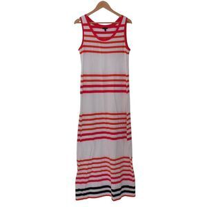 Talbots Maxi‎ Dress Womens Large Red Striped Sleeveless Knit Nautical Beach